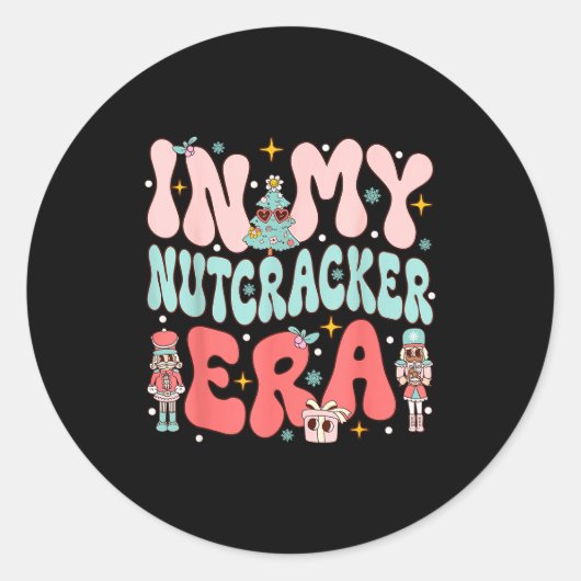 In My Nutcracker Era Groovy Nk Christmas Nutcracke Ronde Sticker (Voorkant)