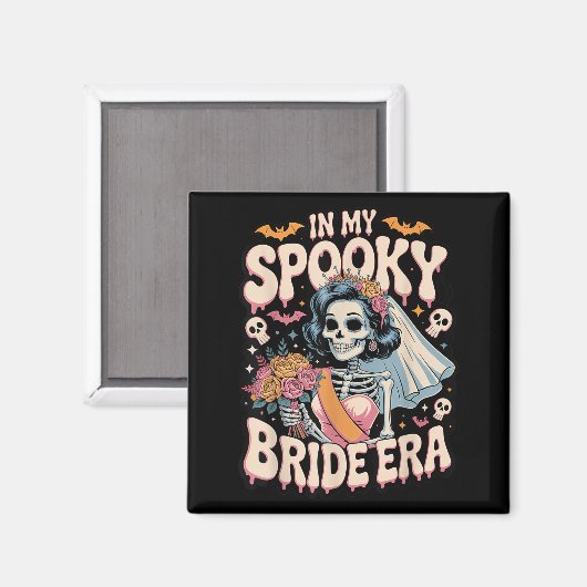 In My Spooky Bride Era Halloween Skeleton Wedding  Magneet (Voorkant / Achterkant)