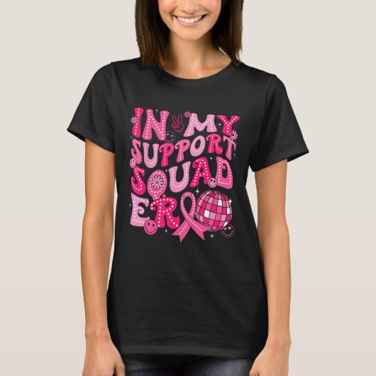 In My Support Squad Era Groovy borstkanker Aware T-shirt (Voorkant)
