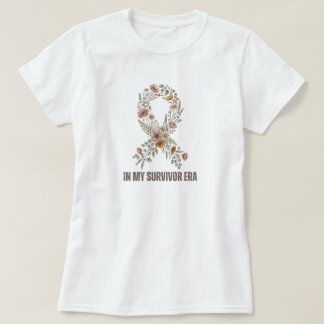 In My Survivor Era, Wildflower Boho Breast Cancer  T-shirt