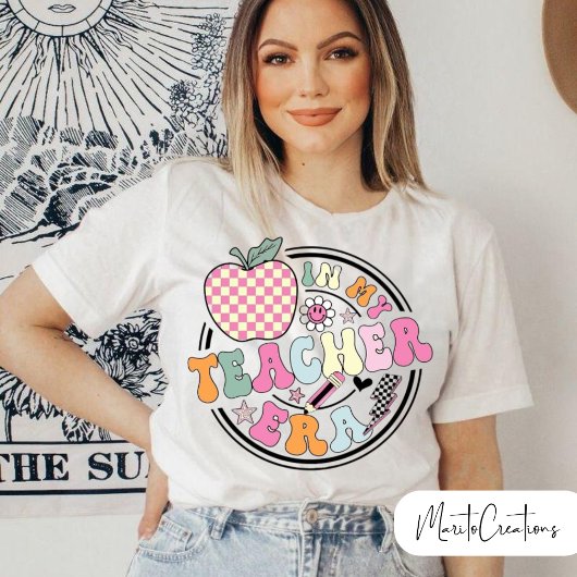 In My Teacher Era Floral, Retro Teacher's T-shirt