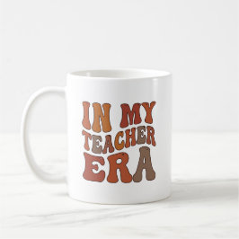 In My Teacher Era Retro Wavy Typography Koffiemok
