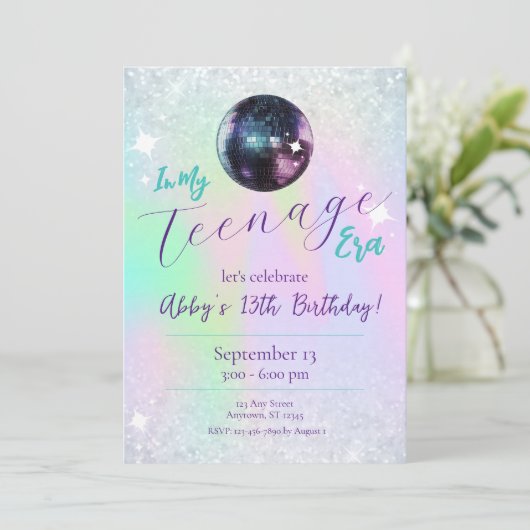 In My Teenage Era Disco Uitnodiging voor verjaarda (Staand voorkant)