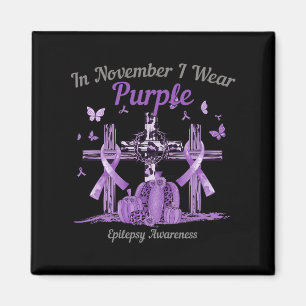 In november Draag ik Paarse Cross Pumpkin Epilepsi Magneet
