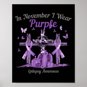 In november Draag ik Paarse Cross Pumpkin Epilepsi Poster