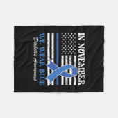 In november Draag we blauw diabetes bewustmakingsl Fleece Deken (Voorkant (Horizontaal))