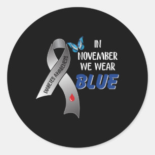 In november Draag we blauw diabetes bewustmakingsl Ronde Sticker