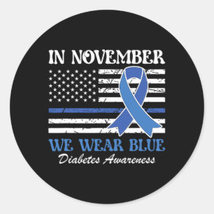In november Draag we blauw diabetes bewustmakingsl Ronde Sticker