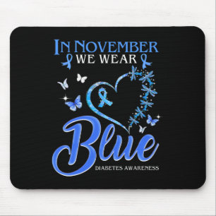 In november Draag we blauw hart vlinderdiabetes Muismat