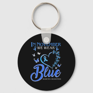 In november Draag we blauw hart vlinderdiabetes Sleutelhanger