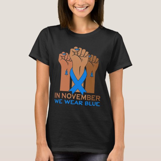 In november Draag we Blauwe Diabetes Bewustheid K T-shirt (Voorkant)