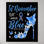In november Draag we Blauwe Diabetes Bewustingstoe Poster (Voorkant)