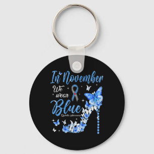 In november Draag we Blauwe Diabetes Bewustingstoe Sleutelhanger