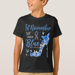 In november Draag we Blauwe Diabetes Bewustingstoe T-shirt