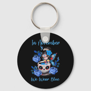 In november Draag we Blauwe Diabetes Bewustmaands Sleutelhanger