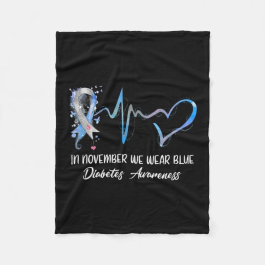 In november Draag we Blauwe Diabetes Bewustmakings Fleece Deken (Voorkant)