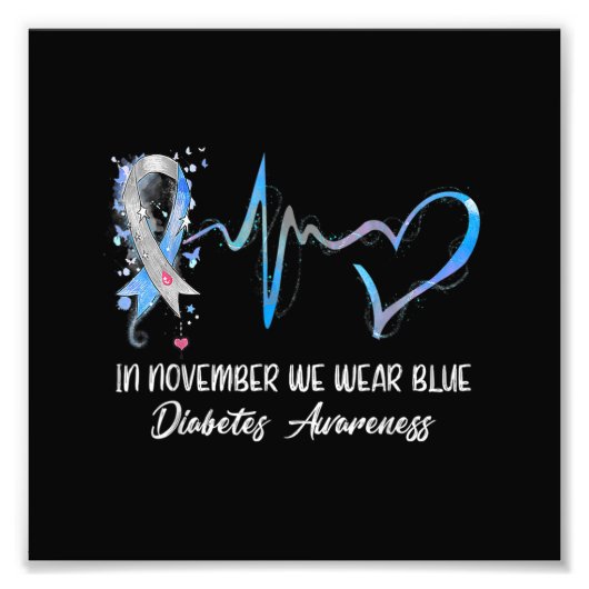 In november Draag we Blauwe Diabetes Bewustmakings Foto Afdruk (Voorkant)