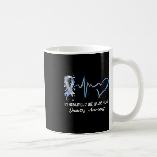 In november Draag we Blauwe Diabetes Bewustmakings Koffiemok (Rechts)