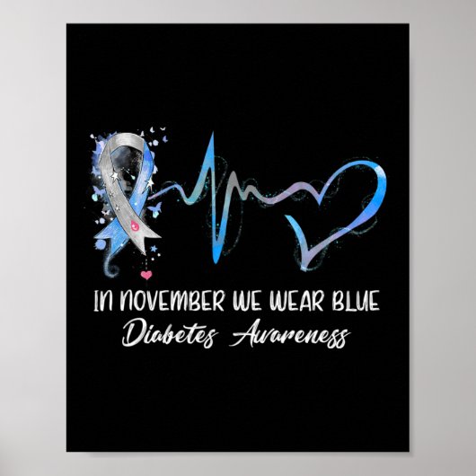 In november Draag we Blauwe Diabetes Bewustmakings Poster (Voorkant)