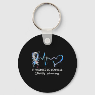 In november Draag we Blauwe Diabetes Bewustmakings Sleutelhanger