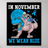 In november Draag we blauwe diabetes Trex Dino Kin Poster (Voorkant)