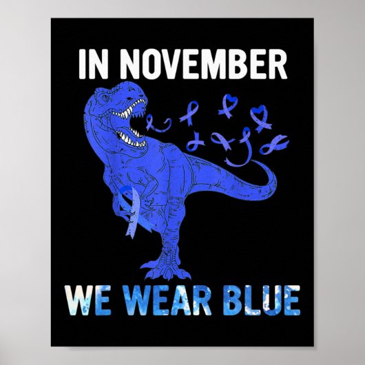 In november Draag we Blauwe Diabetes vandaag Poster (Voorkant)