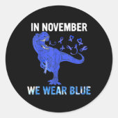 In november Draag we Blauwe Diabetes vandaag Ronde Sticker (Voorkant)