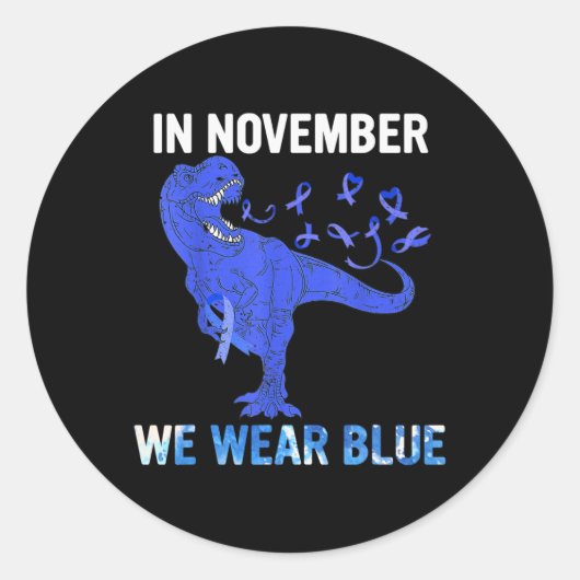 In november Draag we Blauwe Diabetes vandaag Ronde Sticker (Voorkant)