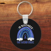 In november Draag we Blauwe Leopard Rainboogdiabet Sleutelhanger (Voorkant)