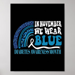 In november Draag we Blauwe Regenboogdiabetes Awar Poster