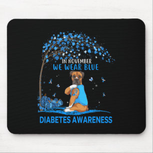 In november Draag we Blue Boxer Tattoo Dog Diabete Muismat