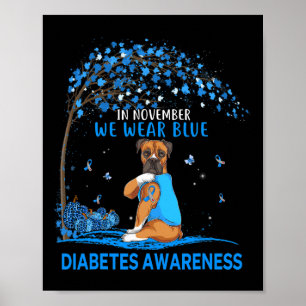In november Draag we Blue Boxer Tattoo Dog Diabete Poster