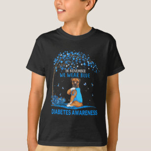 In november Draag we Blue Boxer Tattoo Dog Diabete T-shirt