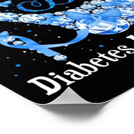 In november Draag we Blue Butterflies Diabetes Awa Poster (Hoek)
