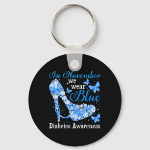 In november Draag we Blue Butterflies Diabetes Awa Sleutelhanger