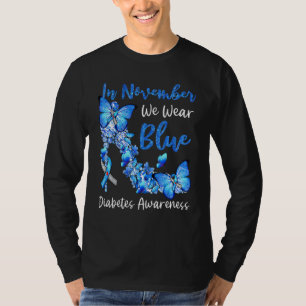 In november Draag we Blue Butterflies Diabetes Awa T-shirt
