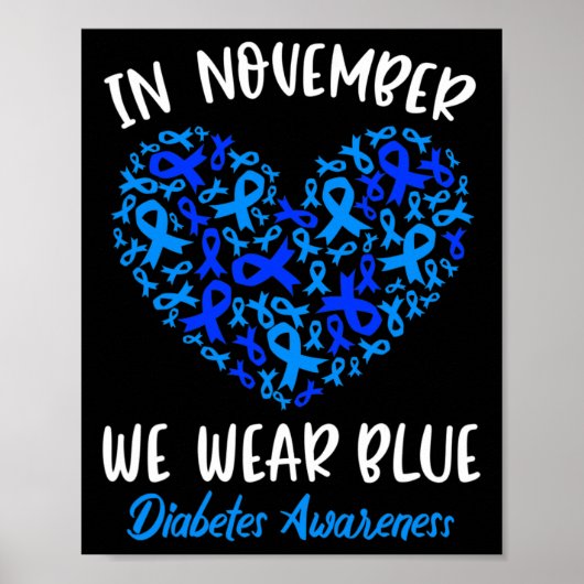 In november Draag we Blue Cure Diabetes Awareness  Poster (Voorkant)