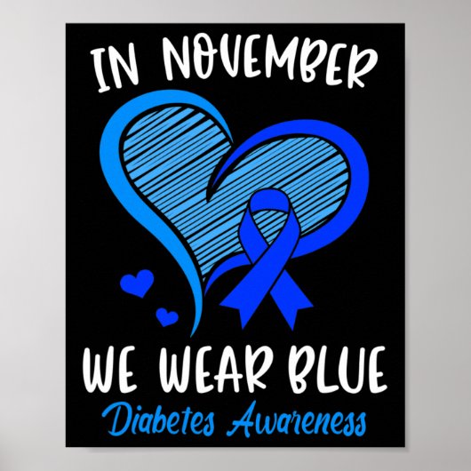 In november Draag we Blue Cure Diabetes Awareness  Poster (Voorkant)