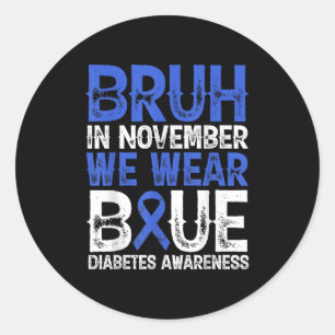 In november Draag we Blue Diabetes Awareness B Ronde Sticker