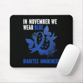 In november Draag we Blue Diabetes Awareness Blue  Muismat (Met muis)