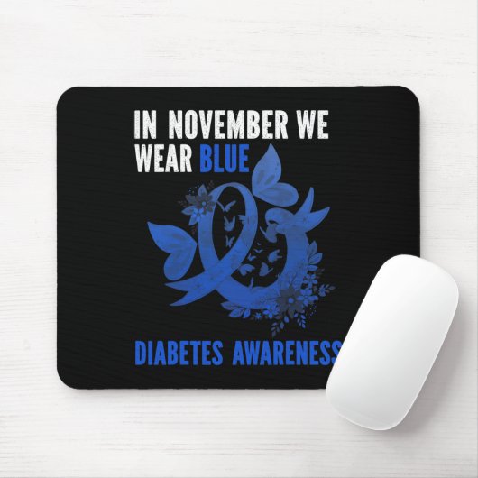 In november Draag we Blue Diabetes Awareness Blue  Muismat (Met muis)