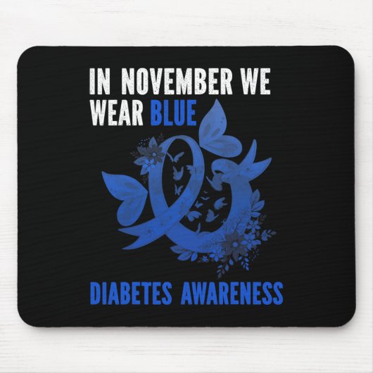 In november Draag we Blue Diabetes Awareness Blue  Muismat (Voorkant)