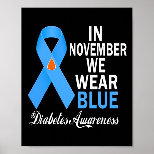In november Draag we Blue Diabetes Awareness Blue Poster (Voorkant)