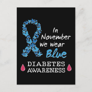 In november draag we Blue, Diabetes Awareness Briefkaart