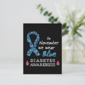 In november draag we Blue, Diabetes Awareness Briefkaart (Staand voorkant)