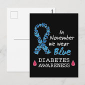 In november draag we Blue, Diabetes Awareness Briefkaart (Voorkant / Achterkant)