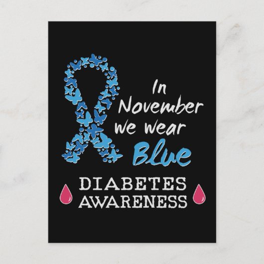 In november draag we Blue, Diabetes Awareness Briefkaart (Voorkant)