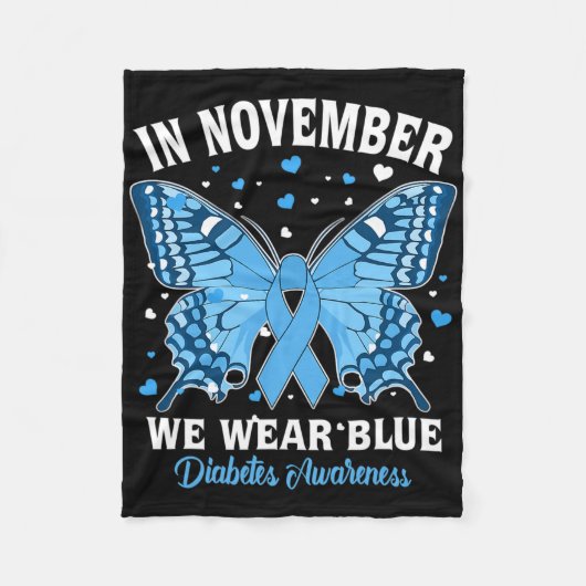 In november Draag we Blue Diabetes Awareness Cute Fleece Deken (Voorkant)