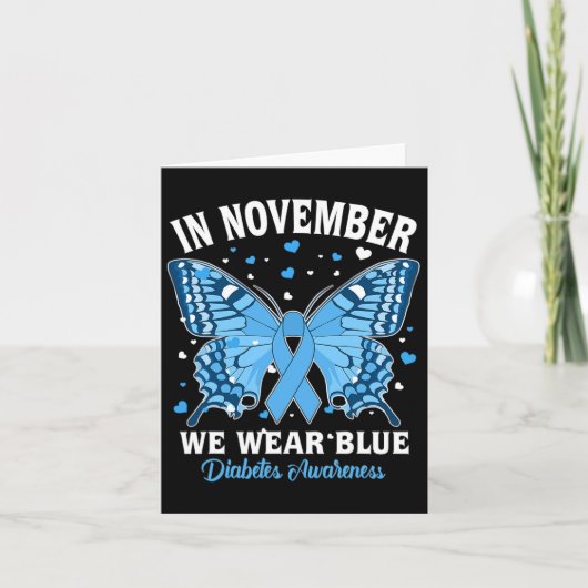 In november Draag we Blue Diabetes Awareness Cute  Kaart (Voorkant)
