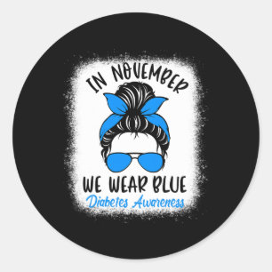 In november Draag we Blue Diabetes Awareness Fun M Ronde Sticker
